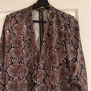 Womens Casual tiger print Blazer, 3/4 Sleeve Open Front Relax Jacket, M